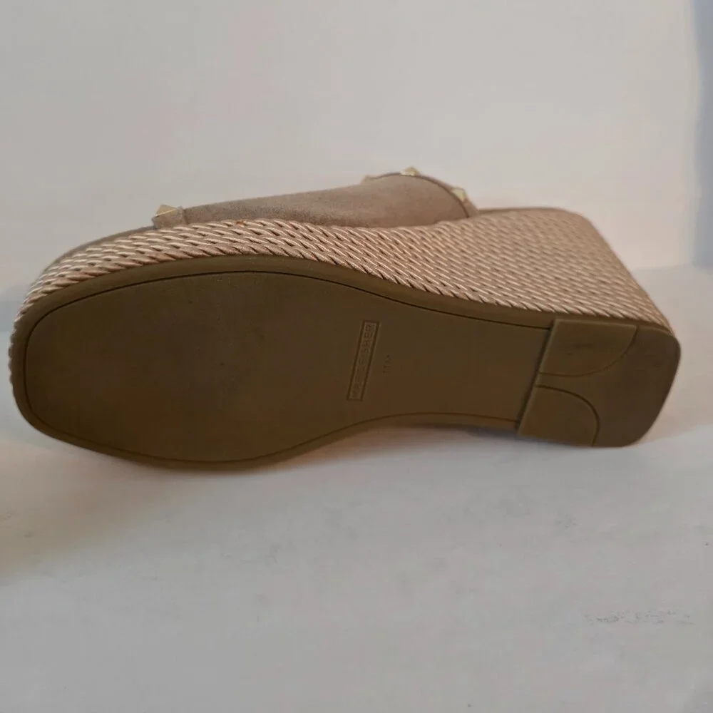 Marc Fisher Zyme Studded Suede Espadrille Wedge Platform Sandals, Size 11M